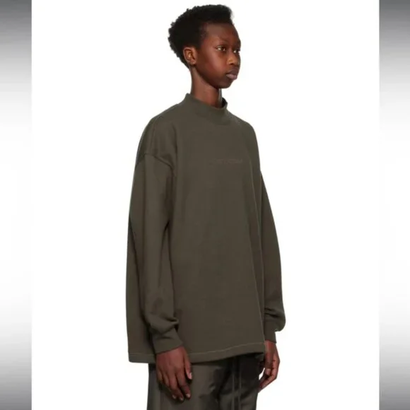 NWT Fear of God Essentials Relaxed Mock Neck Sweatshirt in “Wood” - Picture 5 of 10